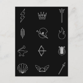 Postal Símbolos de 12 dioses y diosas de la mitología gri