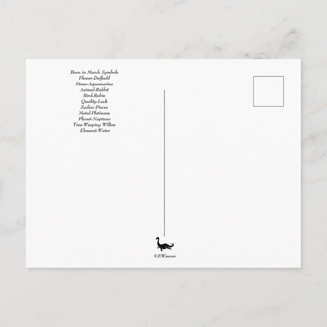 Postal Símbolos de cumpleaños de marzo (Reverso)