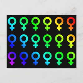 Postal Símbolos de género femenino con muchos colores del
