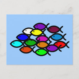 Postal Símbolos de peces cristianos - Escuela Arcoiris -