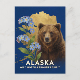 Postal Símbolos del estado de Alaska: Oso y Nomeolvides