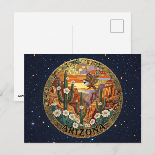 Postal Símbolos del estado de Arizona en EE. UU. (Anverso / Reverso)