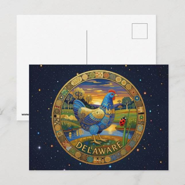 Postal Símbolos del estado de Delaware de EE. UU. (Anverso / Reverso)