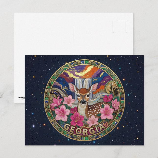 Postal Símbolos del estado de Georgia EE. UU. (Anverso / Reverso)