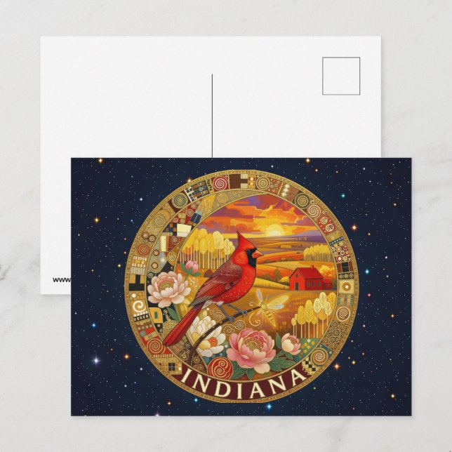 Postal Símbolos del estado de Indiana de EE. UU. (Anverso / Reverso)