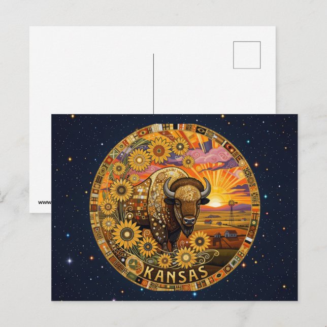 Postal Símbolos del estado de Kansas EE. UU. (Anverso / Reverso)