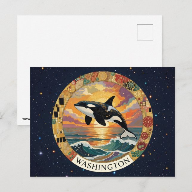 Postal Símbolos del estado de Washington EE. UU. (Anverso / Reverso)