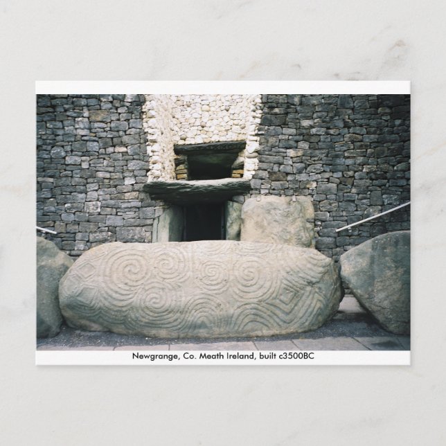 Postal Símbolos espirales, piedra angular, Newgrange, Irl (Anverso)