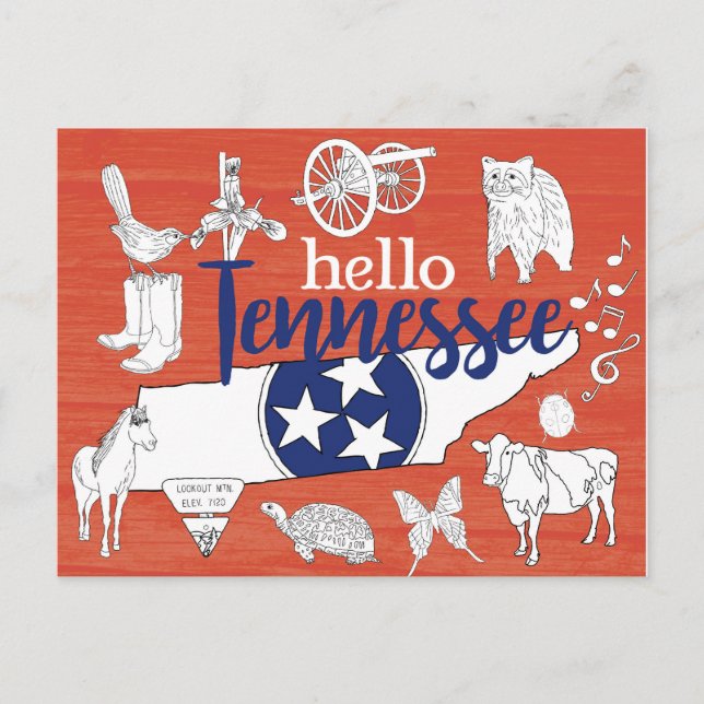 Postal Símbolos estatales de Tennessee Imágenes estatales (Anverso)
