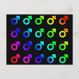 Postal Símbolos masculinos de género muchos colores del a