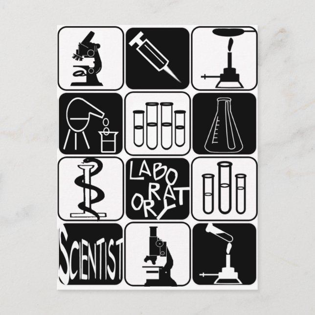 POSTAL SÍMBOLOS Y HERRAMIENTAS CIENTÍFICOS LABORATORIOS (Anverso)