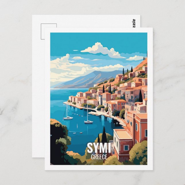 Postal Simi Grecia Famosos Lugares de Viaje (Anverso / Reverso)