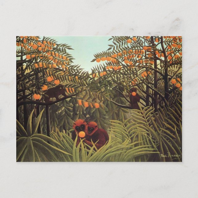 Postal Simios en el Naranja Grove por Henri Rousseau (Anverso)
