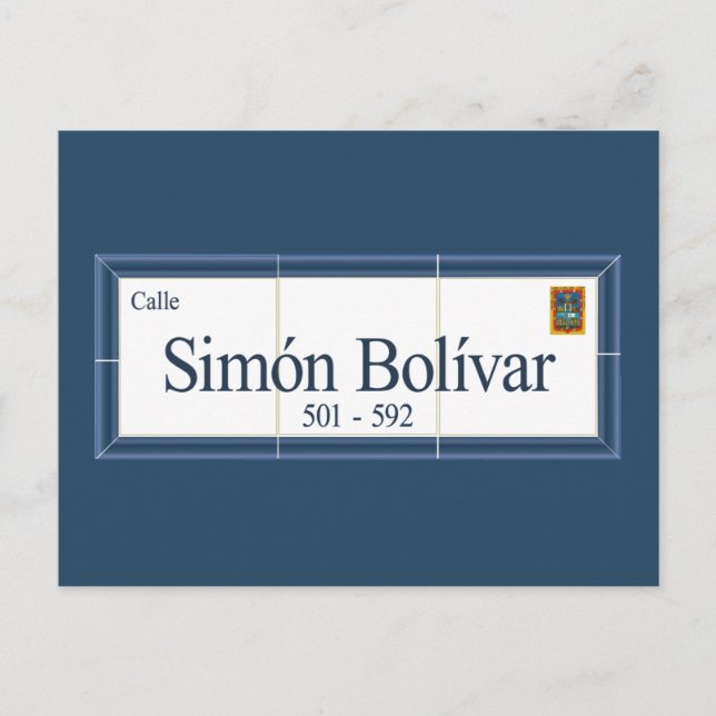 Postal Simon Bolivar, Street Sign, Sucre, Bolivia (Anverso)