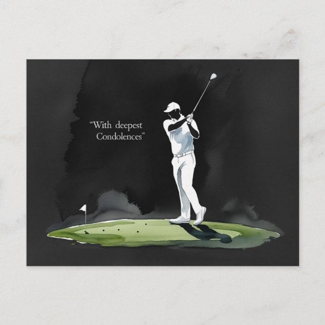 Postal Simpatía de golf “Con más sinceras condolencias.” (Anverso)