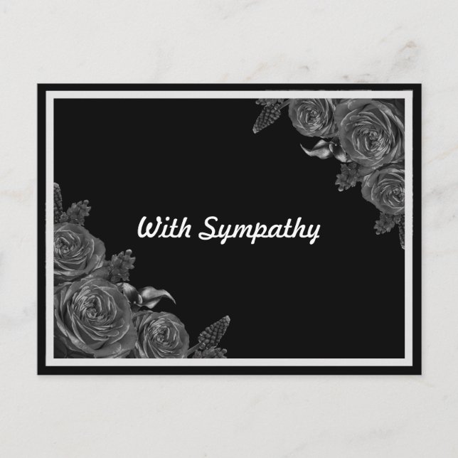 Postal Simpatía de luto floral negro (Anverso)