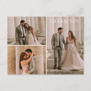 Postal Simple 3 Photo Boda Gracias