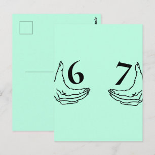 Postal Simple 6-7 Seis Siete Meme De Dos Manos Contorno