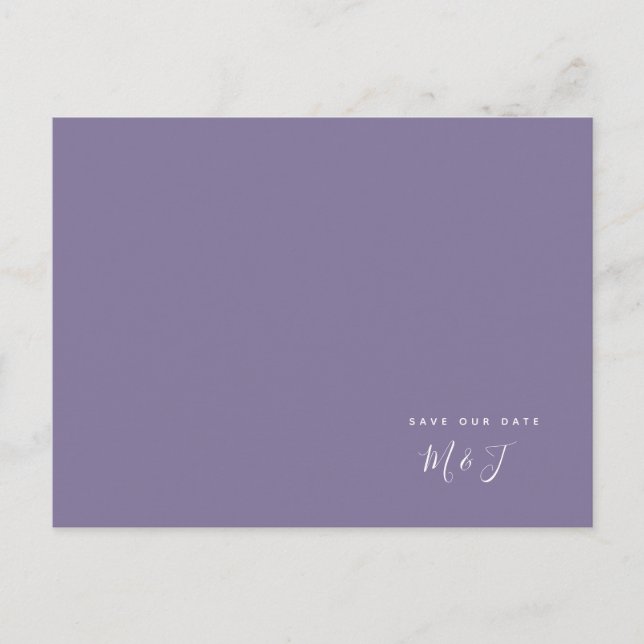 Postal Simple Ahorro de Fecha de Boda de Lavanda (Anverso)
