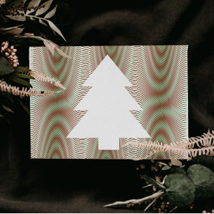 Postal Simple Árbol de Navidad Negro y franjas blancas Tr