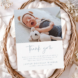 Postal Simple Baby Photo Birth Stats Thank You Card