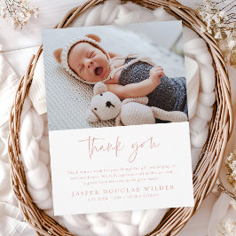 Postal Simple Baby Photo Birth Stats Thank You Card