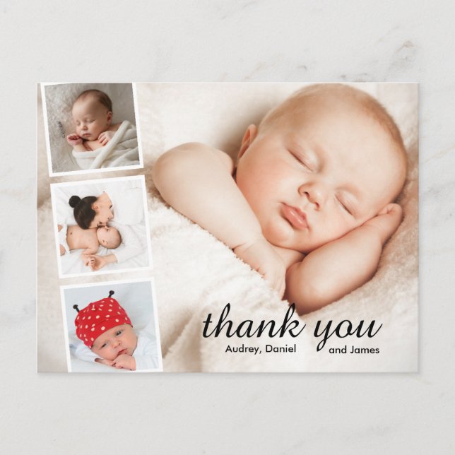 Postal Simple baby shower thank you cards (Anverso)