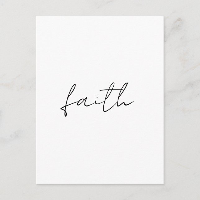 Postal Simple Black White Hand Written Faith Art (Anverso)
