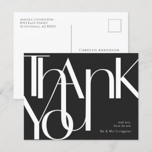 Postal Simple Black White Pre-Addressed Gracias