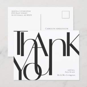 Postal Simple Black White Pre-Addressed Gracias