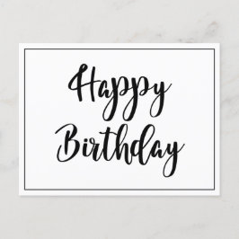 Postal Simple Blanco Negro Feliz Cumpleaños 