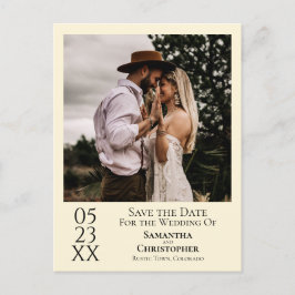 Postal Simple boda de marfil - Salven la foto de la fecha