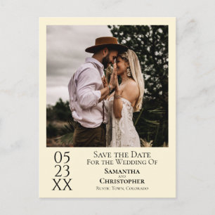 Postal Simple boda de marfil - Salven la foto de la fecha