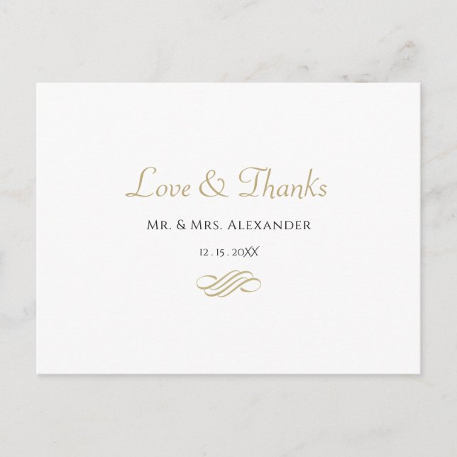 Postal Simple Boda Gracias Novia Blanca Negra Groom (Anverso)