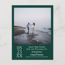 Postal Simple boda verde esmeralda salva la foto de la fe