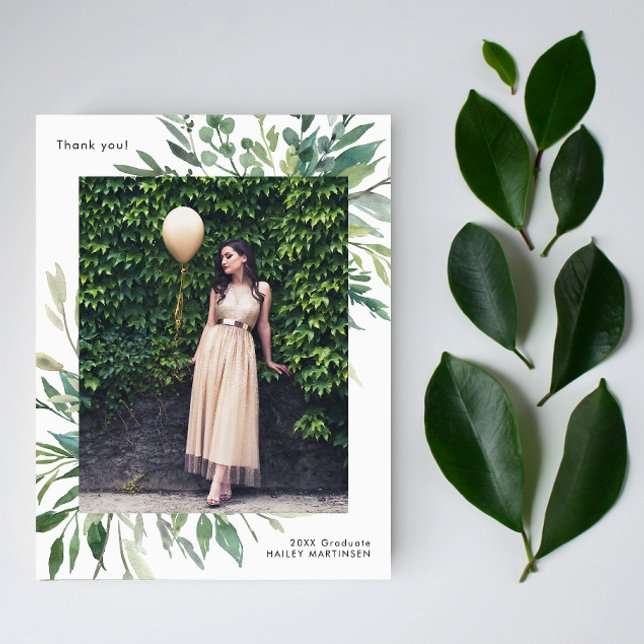 Postal Simple Botánico Un Foto Agradecimiento de Graduaci (Subido por el creador)
