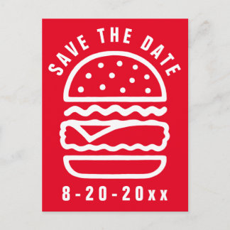Postal Simple Burger Save the Date Postcard