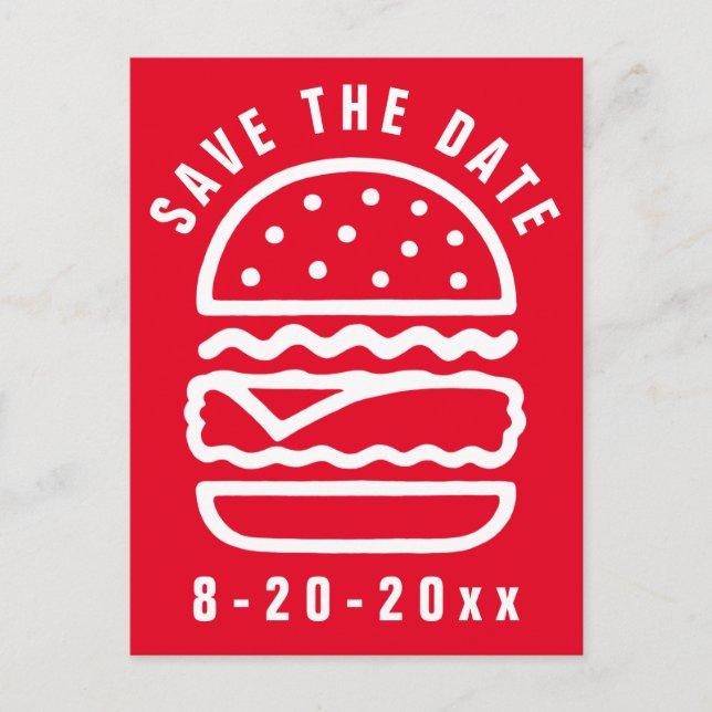 Postal Simple Burger Save the Date Postcard (Anverso)