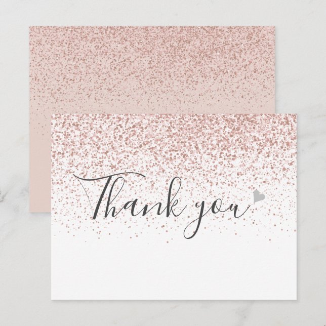 Postal Simple Business Script Rosa Gold Gracias (Anverso / Reverso)