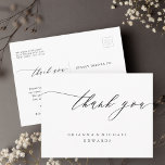 Postal Simple caligrafía moderna Boda Gracias<br><div class="desc">Boda de caligrafía simple y moderna Gracias Postcard. Para una personalización más avanzada de este diseño,  haga clic en el botón "Personalizar" de arriba. También están disponibles los elementos coincidentes.</div>