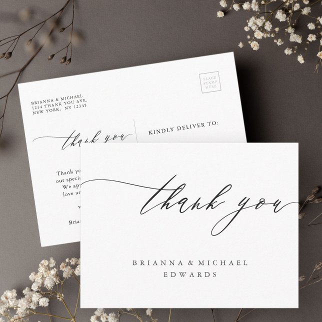 Postal Simple caligrafía moderna Boda Gracias (Subido por el creador)