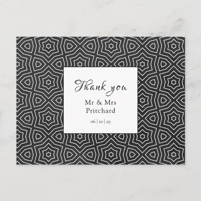 Postal Simple Chic Agradecimiento de Boda Marroquí (Anverso)