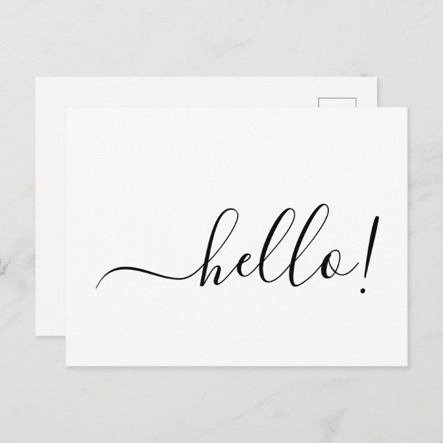 Postal Simple Classic Hello Postcard with Clean White Des (Anverso / Reverso)