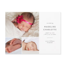 Postal simple con anuncio de nacimiento multifoto