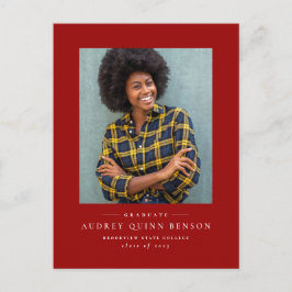 Postal simple de invitación a graduación roja clás