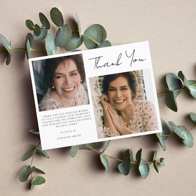 Postal Simple Dos Fotografías Simpatía Funeral Gracias (Subido por el creador)