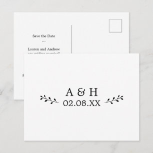 Postal Simple elegancia Motif Monograma Guardar la fecha