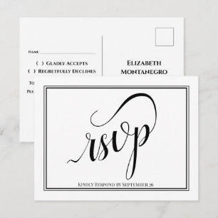 Postal Simple elegante boda caligráfica RSVP
