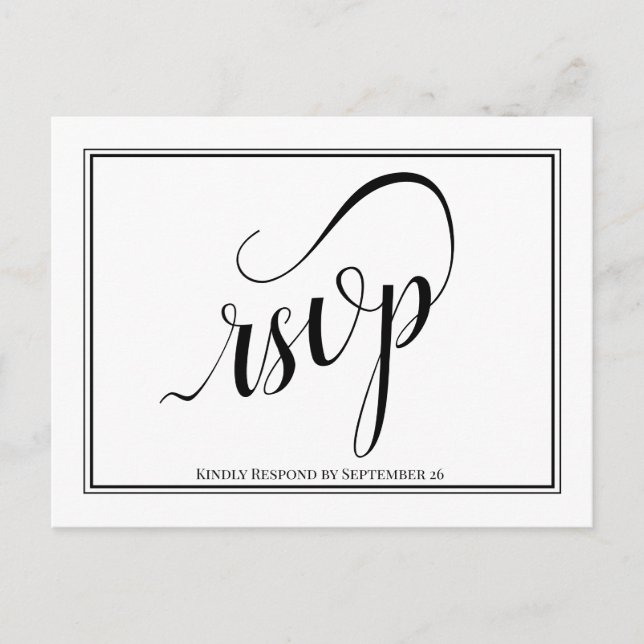 Postal Simple elegante boda caligráfica RSVP (Anverso)