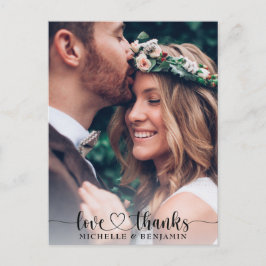 Postal Simple Elegante Boda Gracias Postcard